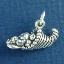 Thanksgiving Cornucopia Symbol of Abundance 3D Sterling Silver Charm Pendant