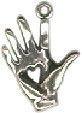 Heart in Hand 3D Sterling Silver Charm Pendant