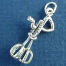 Kitchen Utensil Egg Beater 3D Sterling Silver Charm Pendant
