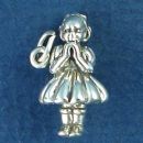 Praying Girl Small 3D Sterling Silver Charm Pendant