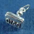 Office PAID Invoice Stamp 3D Sterling Silver Charm Pendant