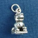 Chinese Foo Dog Place Guardian 3D Sterling Silver Charm Pendant