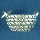 Woven Basket 3D Sterling Silver Charm Pendant