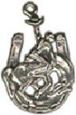 Cowboy and Bronco Horse on Horseshoe Sterling Silver Charm Pendant