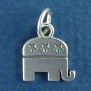 Political, Republican Elephant with Star Accents Sterling Silver Charm Pendant