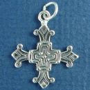 Cross with Medieval Look Sterling Silver Charm Pendant