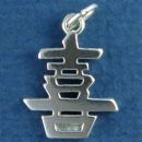 Chinese Text for Happiness Word Phrase Sterling Silver Charm Pendant