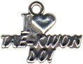 Tae Kwon Do, I Love "Heart" Martial Arts Sterling Silver Charm Pendant