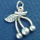 Cherries Sterling Silver Charm 3D Pendant