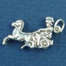 Roman Centurion with Horse and Chariot 3D Sterling Silver Charm Pendant