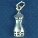 Sewing Dress Mannequin 3D Sterling Silver Charm Pendant