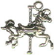 Carousel Horse Small 3D Sterling Silver Charm Pendant