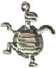 Dancing Turtle Charm 3D Sterling Silver Pendant