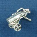 Golf Bag Cart with Clubs 3D Sterling Silver Charm Pendant