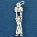 Religious Jewish Moses with Ten Commandments 3D Sterling Silver Charm Pendant