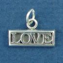 Love Word Phrase Plaque Sterling Silver Charm Pendant