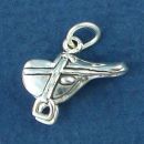 Horse English Style Riding Saddle 3D Sterling Silver Charm Pendant