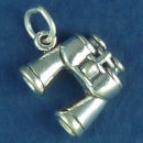 Binoculars 3D Sterling Silver Charm Pendant