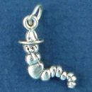 Worm Wearing Sombrero 3D Sterling Silver Charm Pendant
