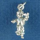 Angel with Holy Spirit Dove Bird in Hand 3D Sterling Silver Charm Pendant