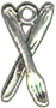 Kitchen: Knife and Fork 3D Sterling Silver Charm Pendant