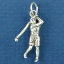 Golfer, Female Swing Golf Cub 3D Sterling Silver Charm Pendant