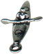 Kayak with Kayaker Small 3D Sterling Silver Charm Pendant
