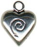 Heart with Swirl Design Sterling Silver Charm Pendant