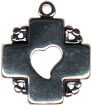 Cross with Heart Center Sterling Silver Charm