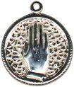 Religious Christian Praying Hands on Round Medal Sterling Silver Charm