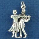 Dance, Couple Ballroom Dancing 3D Sterling Silver Charm Pendant
