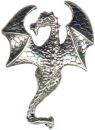 Dragon with Wings Spread Large Sterling Silver Charm Pendant