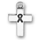 Awareness Ribbon Cross Sterling Silver Charm Pendant
