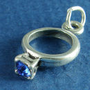 Birthstone Ring for September with Sapphire Crystal Sterling Silver Charm Pendant