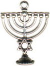 Religious Jewish Menorah Candles 3D Sterling Silver Charm Pendant