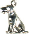 Dog Sitting 3D Sterling Silver Charm Pendant