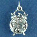 Alarm Clock 3D Sterling Silver Charm Pendant