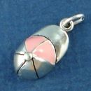 Horse Riding Cap 3D with Pink Enamel Accents Helmet Sterling Silver Charm Pendant