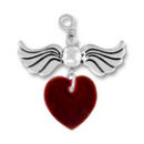 Angel Birthstone for January with Garnet Crystal Heart Sterling Silver Charm Pendant