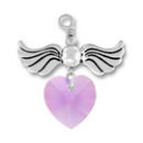Angel Birthstone for June with Alexandrite Crystal Heart Sterling Silver Charm Pendant