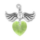 Angel Birthstone for August with Peridot Crystal Heart Sterling Silver Charm Pendant