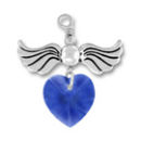 Angel Birthstone for September with Sapphire Crystal Heart Sterling Silver Charm Pendant