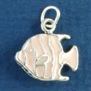 Tropical Fish with Pink Enamel Accents 3D Sterling Silver Charm Pendant