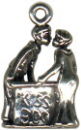 Kissing with Boy and Girl Booth 3D Sterling Silver Charm Pendant