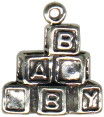 Baby Blocks Sterling Silver Charm Pendant