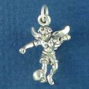 Soccer Guardian Angel Kicking a Soccer Ball 3D Sterling Silver Charm Pendant
