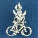 Bicycle Guardian Angel of Bikers 3D Sterling Silver Charm Pendant