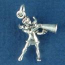 Cheerleader Guardian Angel with Megaphone 3D Sterling Silver Charm Pendant
