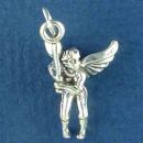 Baseball Guardian Angel with Baseball Bat 3D Sterling Silver Charm Pendant