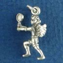Tennis Guardian Angel with Tennis Racket 3D Sterling Silver Charm Pendant